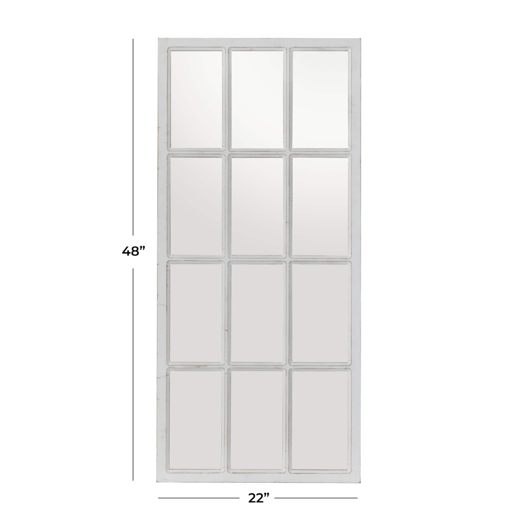 White Wood Farmhouse Rectangular Wall Mirror 48" x 22"